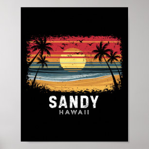 Poster Plage de sable Hawaii Planche de surf Plage