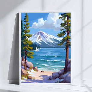 Poster Plage de Sand Harbor Lac Tahoe Peinture