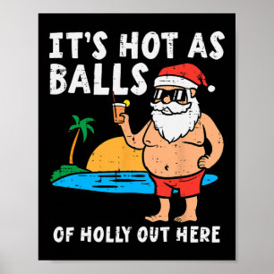 Poster Plage de Santa Chaud comme de Holly Funny Noël en