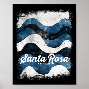 Poster Plage de Santa Rosa Floride Surf vintage Océan