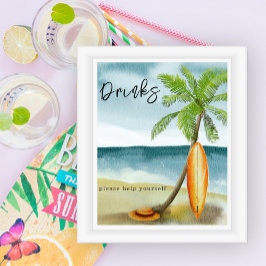 Poster Plage de surf en aquarelle - Boissons