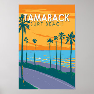 Poster Plage de Tamarack Surf Californie Voyage Art Vinta