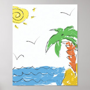 Poster Plage de vacances avec bébé palmier