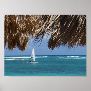 Poster Plage de voilier Hawaii