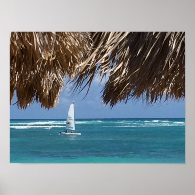 Poster Plage de voilier Hawaii (Devant)