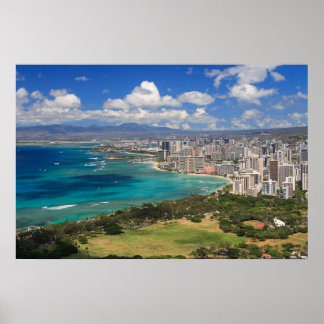 Poster Plage de Waikiki de Diamond Head