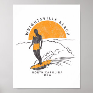 Poster Plage de Wrightsville, Nc Vivre l'été Surf P