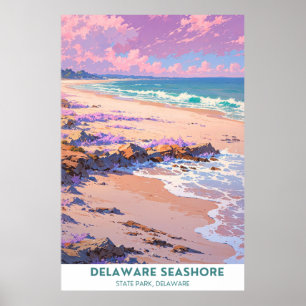 Poster Plage Delaware Seashore, Belle Plage Delaware
