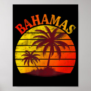 Poster Plage des Bahamas vacances d'été tropicales palmie