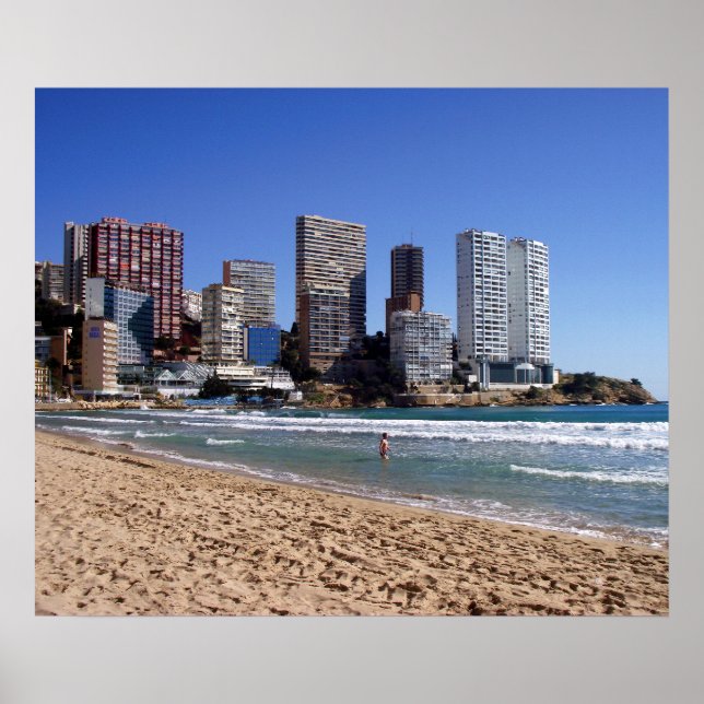 Poster Plage d'Est de Benidorm, l'Espagne (Devant)