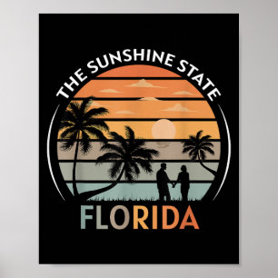Poster Plage d'été de Floride coucher de soleil Vintage