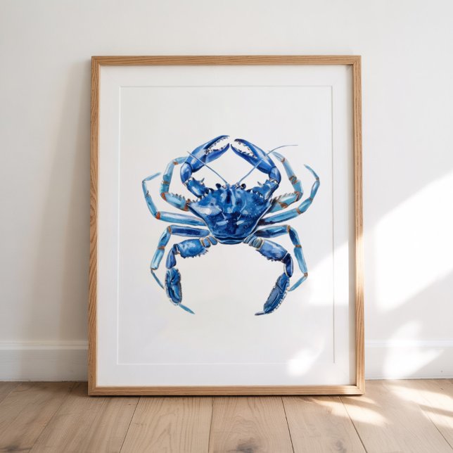 Poster Plage d'été du crabe bleu moderne tendance (Créateur téléchargé)