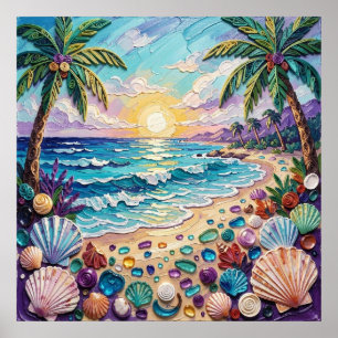 Poster Plage d'Impasto et coucher de soleil et lever de s