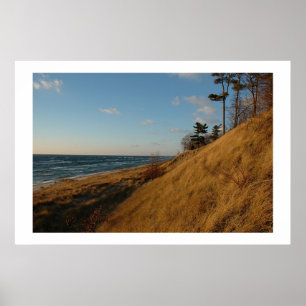 Poster Plage du lac Michigan dans le défunt automne