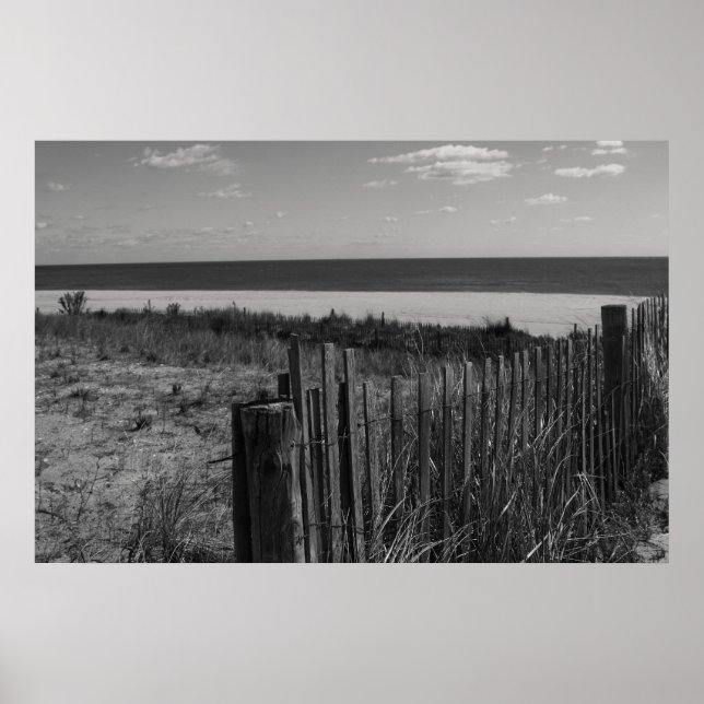 Poster Plage du New Jersey noir et blanc (Devant)