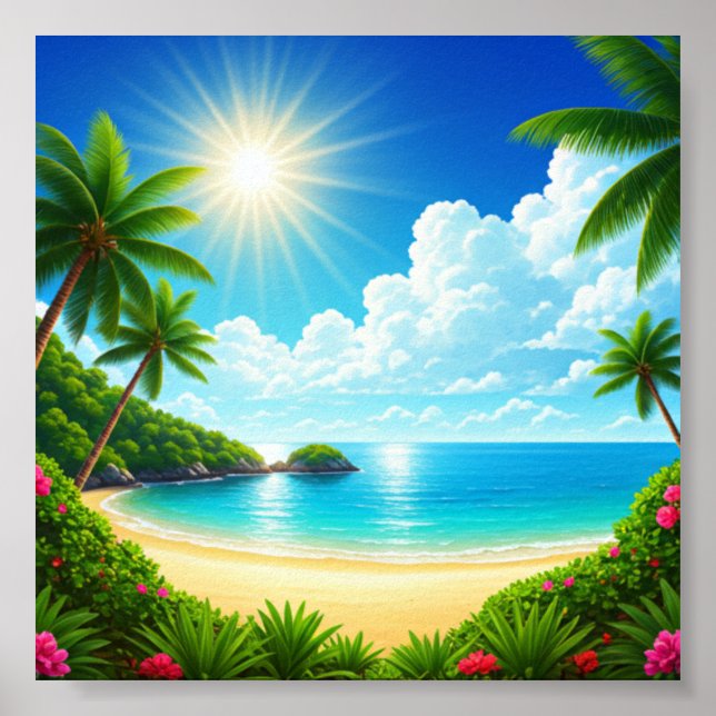 Poster Plage du Paradis tropical (Devant)