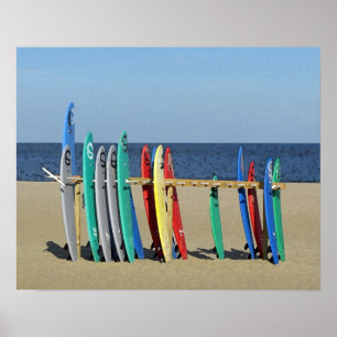 Poster Plage du parc NJ d'Asbury de panneaux de surf