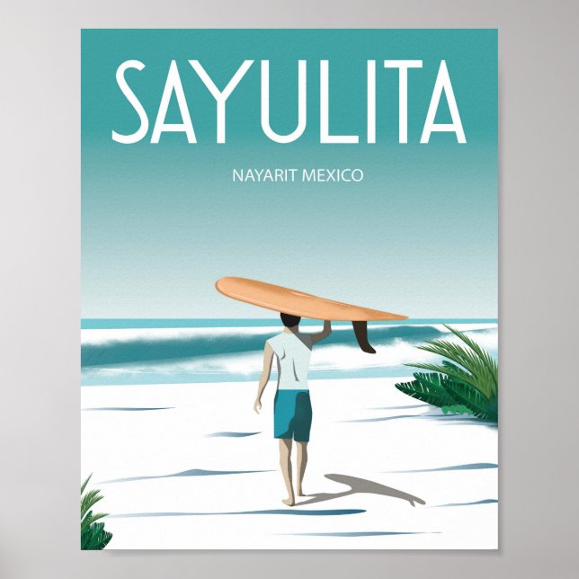 Poster Plage du surf de Saylutina mexico (Devant)