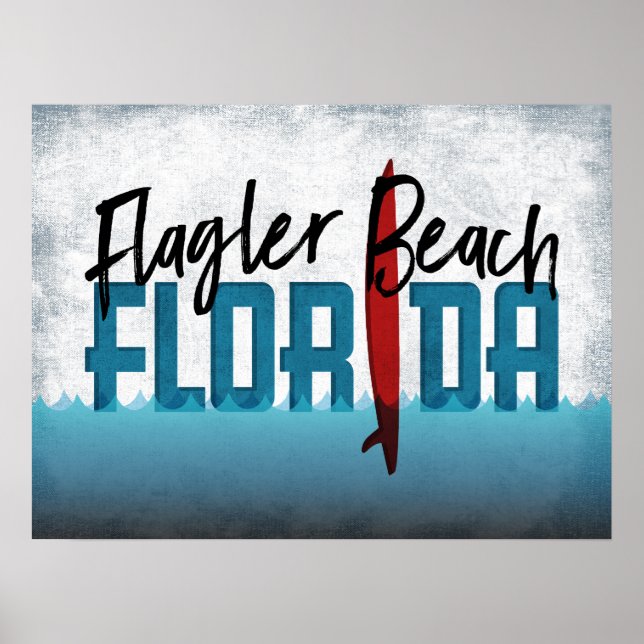 Poster Plage Flagler Floride Surf Surf (Devant)