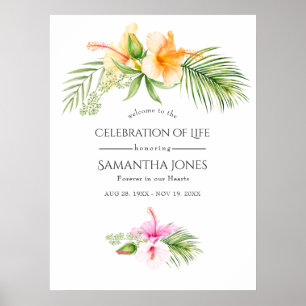 Poster Plage florale tropicale Célébration de la vie Bien