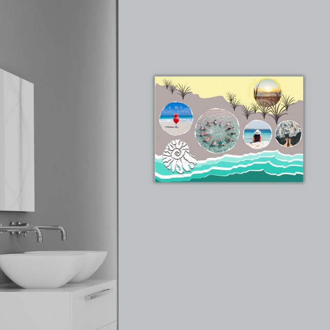 Poster Plage Fun 5 Photo Collage (Summer Beach Fun 5 Photo Collage Poster, Bathroom)