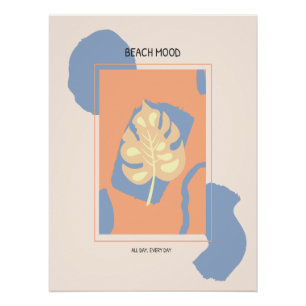 Poster Plage Humeur Abstrait Feuille tropicale