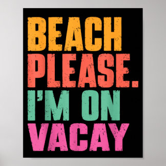 Poster Plage je suis en vacances vacances d'été rétro vin