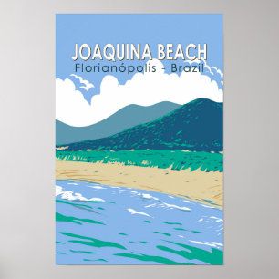 Poster Plage Joaquina Brésil Voyage Art Vintage