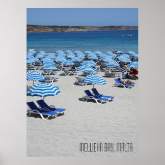 Poster Plage Mellieha Bay à Malte
