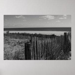 Poster Plage noire et blanche de New Jersey