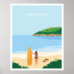 Poster Plage père Noël Barbara