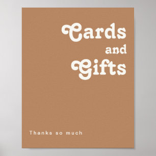 Poster Plage Retro Cartes Brown et signes cadeaux