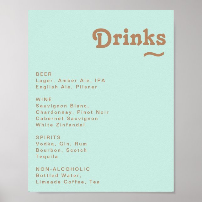Poster Plage Rétro | Panneau de Menu de Boissons de Maria (Devant)