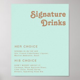 Poster Plage Retro Signature Aqua Boissons Signale