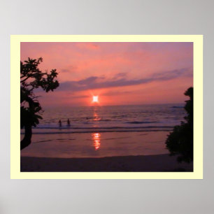 Poster Plage romantique Hawaii Sunset Ocean Beach