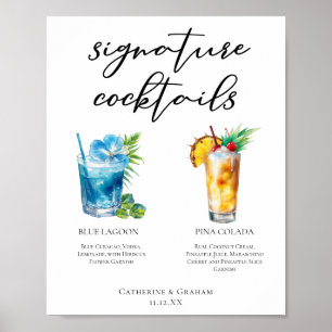 Poster Plage Signature Cocktails Menu Mariage