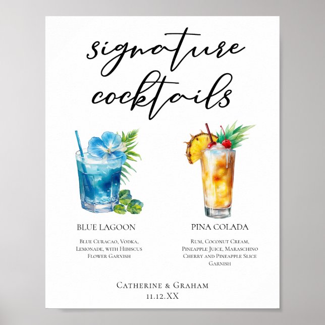 Poster Plage Signature Cocktails Menu Mariage (Devant)
