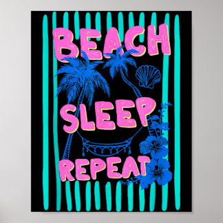 Poster Plage sommeil répétition rayures vacances d'été