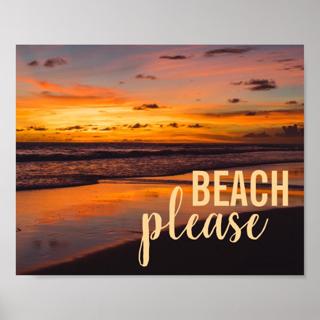 Poster Plage Tropical Caribbean Sunset S'il vous plaît (Devant)