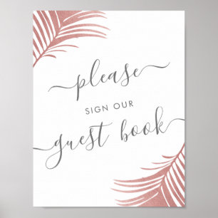 Poster Plage Tropical Livre d'Invité Panneau Table Pink P