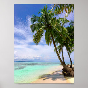 Poster Plage Tropical Water Palm Tree Island