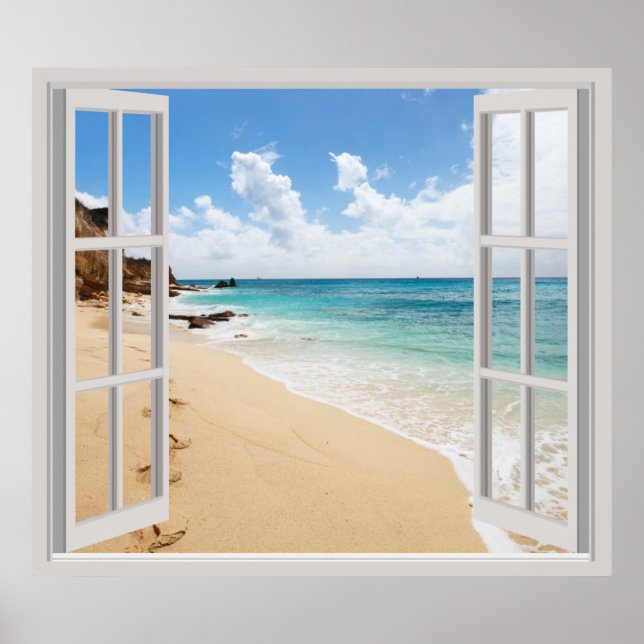 Poster Plage tropicale (Devant)