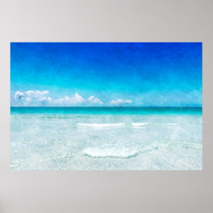 Poster Plage tropicale à Turquoise Aqua Turquoise Bleu Fl
