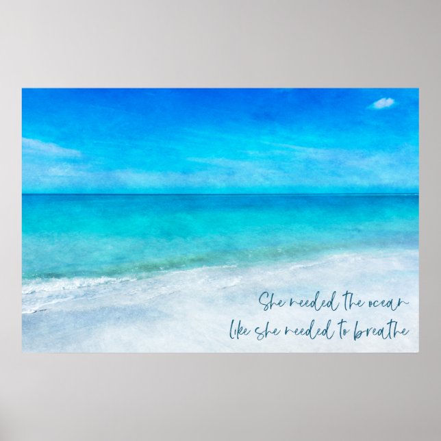 Poster Plage tropicale à Turquoise Aqua Turquoise Blue Qu (Devant)