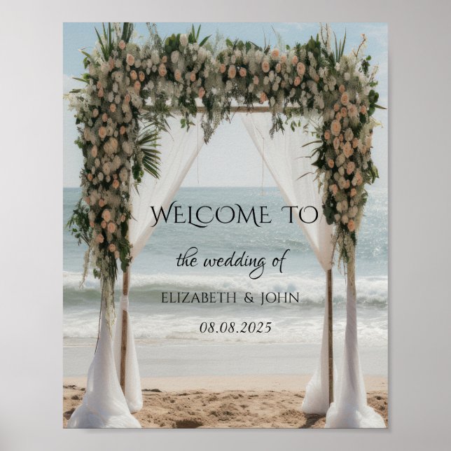 Poster Plage tropicale Arbor floral (Devant)