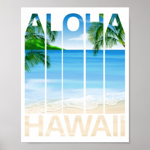Poster Plage tropicale des îles Aloha Hawaii