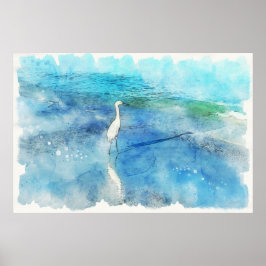 Poster Plage tropicale en Turquoise Aqua Turquoise Blue a
