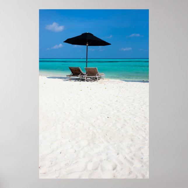 Poster Plage tropicale idyllique aux Maldives (Devant)