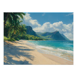 Poster Plage tropicale paisible avec eaux turquoise