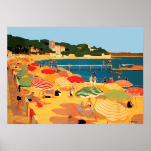 Poster Plage vintage Côte d'Azur